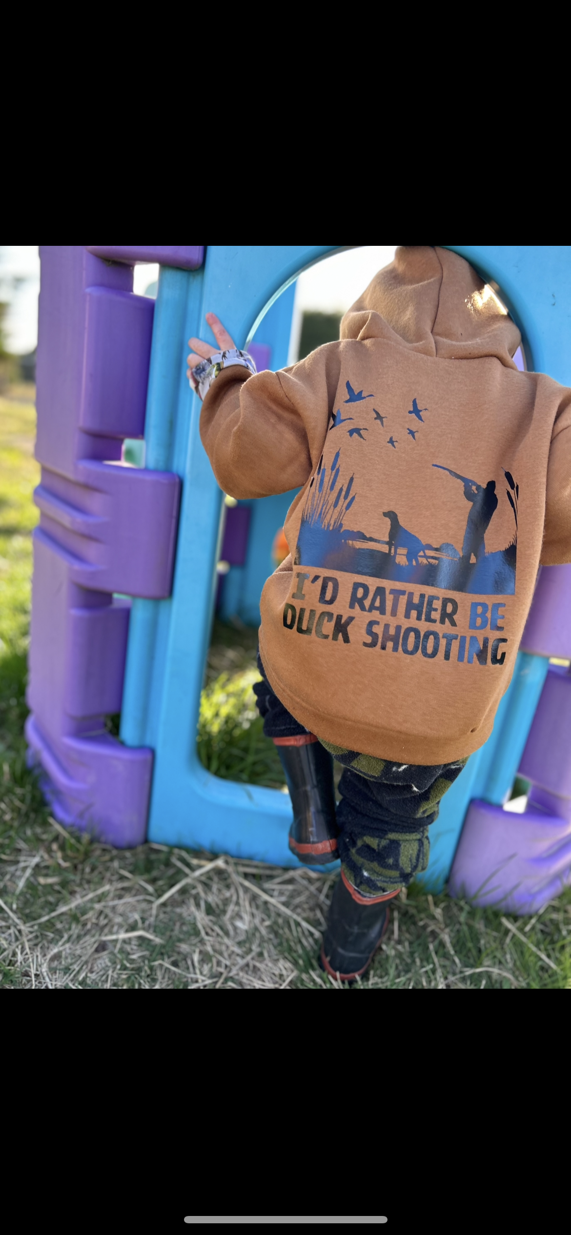 I'd Rather Be Duck Shooting Hoodie - Vinyl Print - Kids