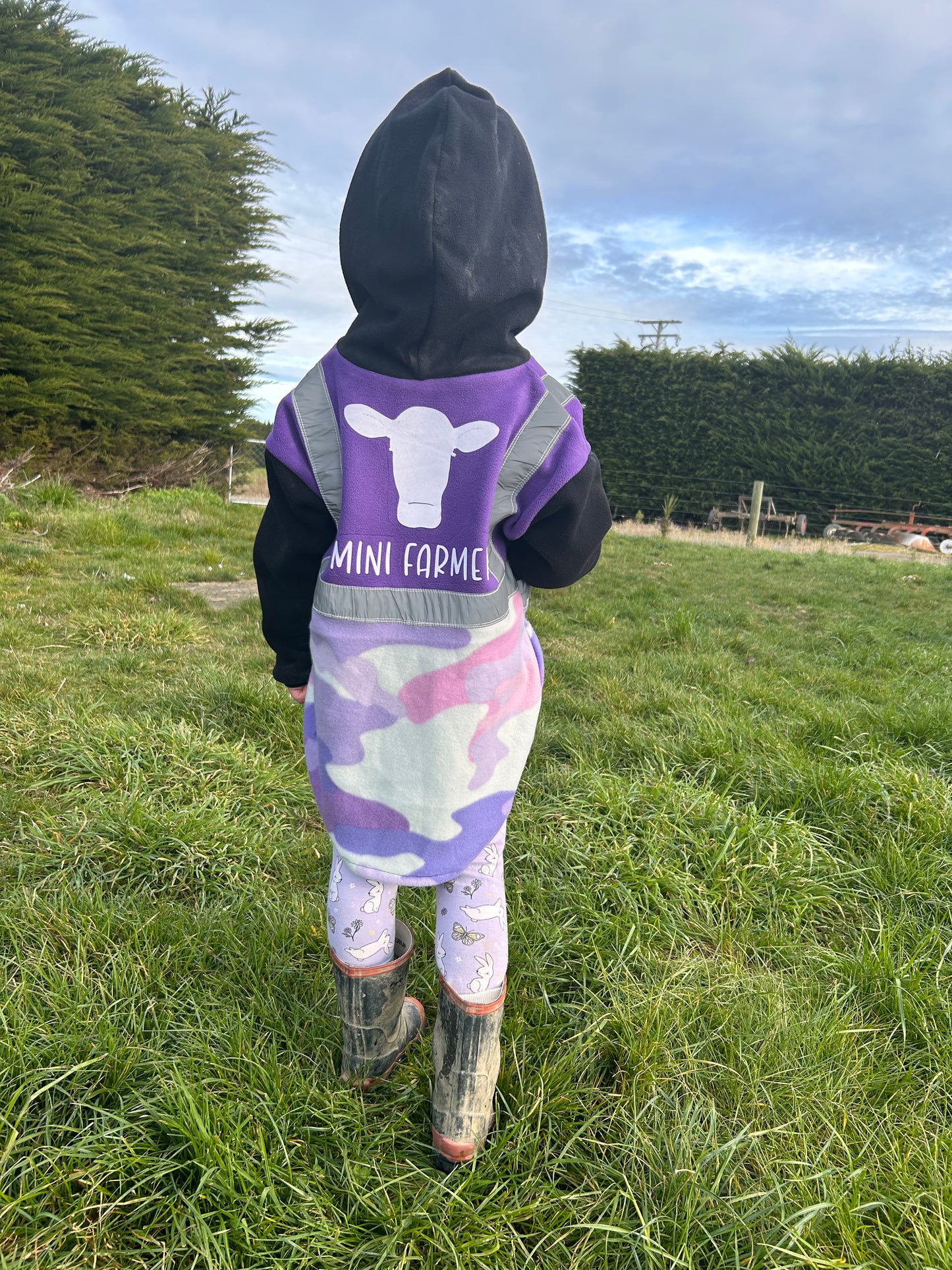 Mini Farmer 'Cow' - Hi Vis Hooded Tee