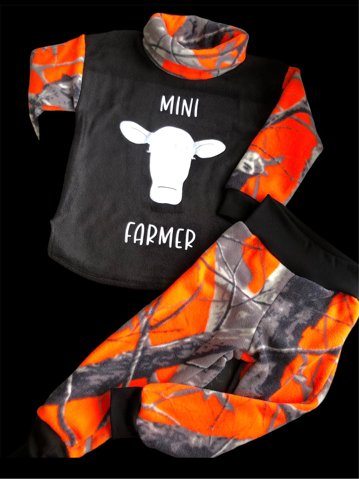 Mini Farmer 'Cow' Turtleneck & Pant Set