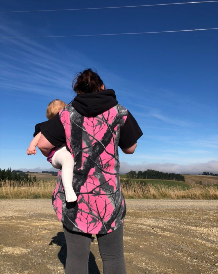 Breastfeeding Hooded Fleece Tee - Pink