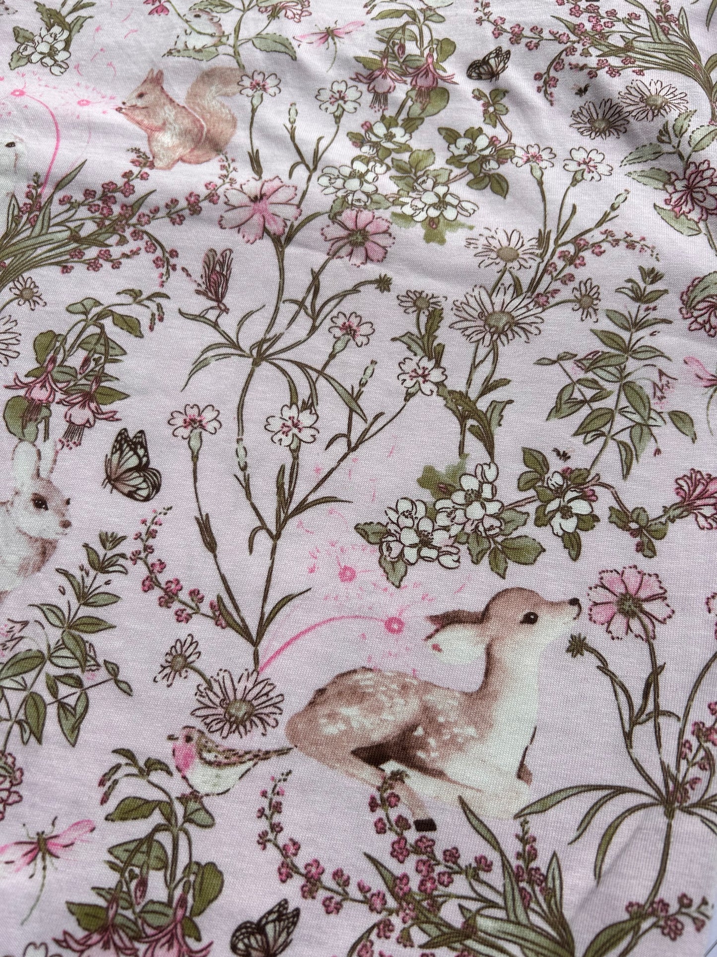 Pink Deer Print Fleece Hoodie