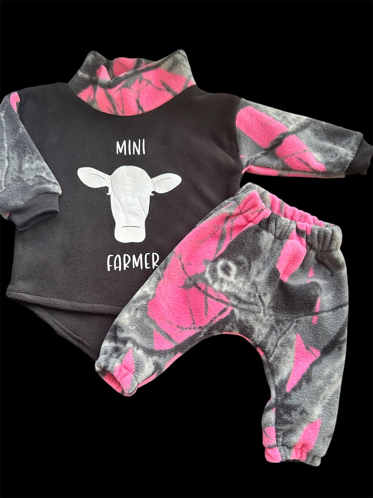 Mini Farmer 'Cow' Turtleneck & Pant Set