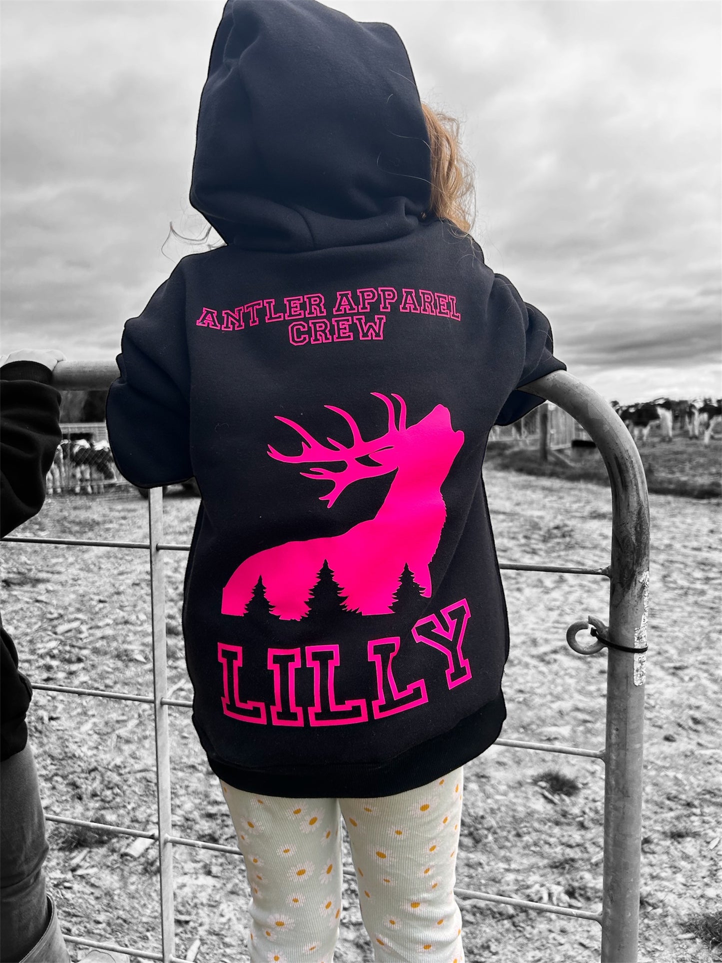 Fluoro Print Stag Hoodie