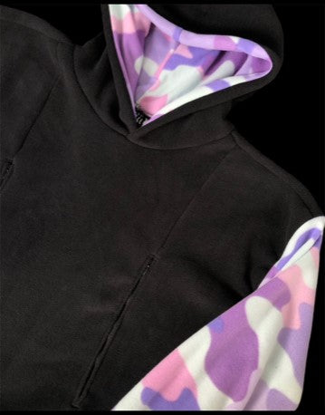 Breastfeeding Fleece Hoodie - Black with Purple Camo