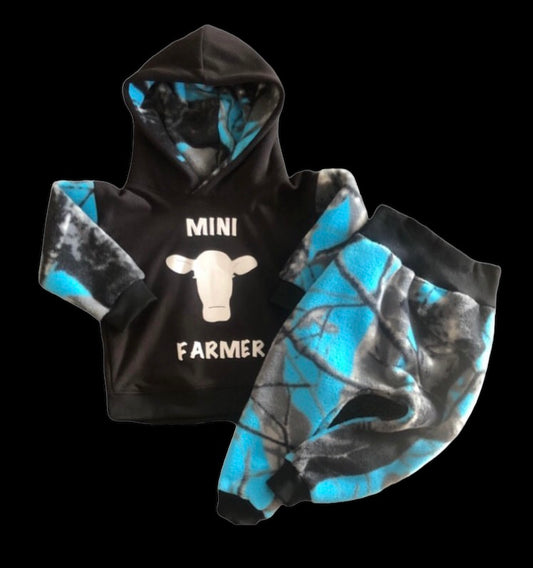 Mini Farmer Cow - Fleece Hoodie or Turtleneck