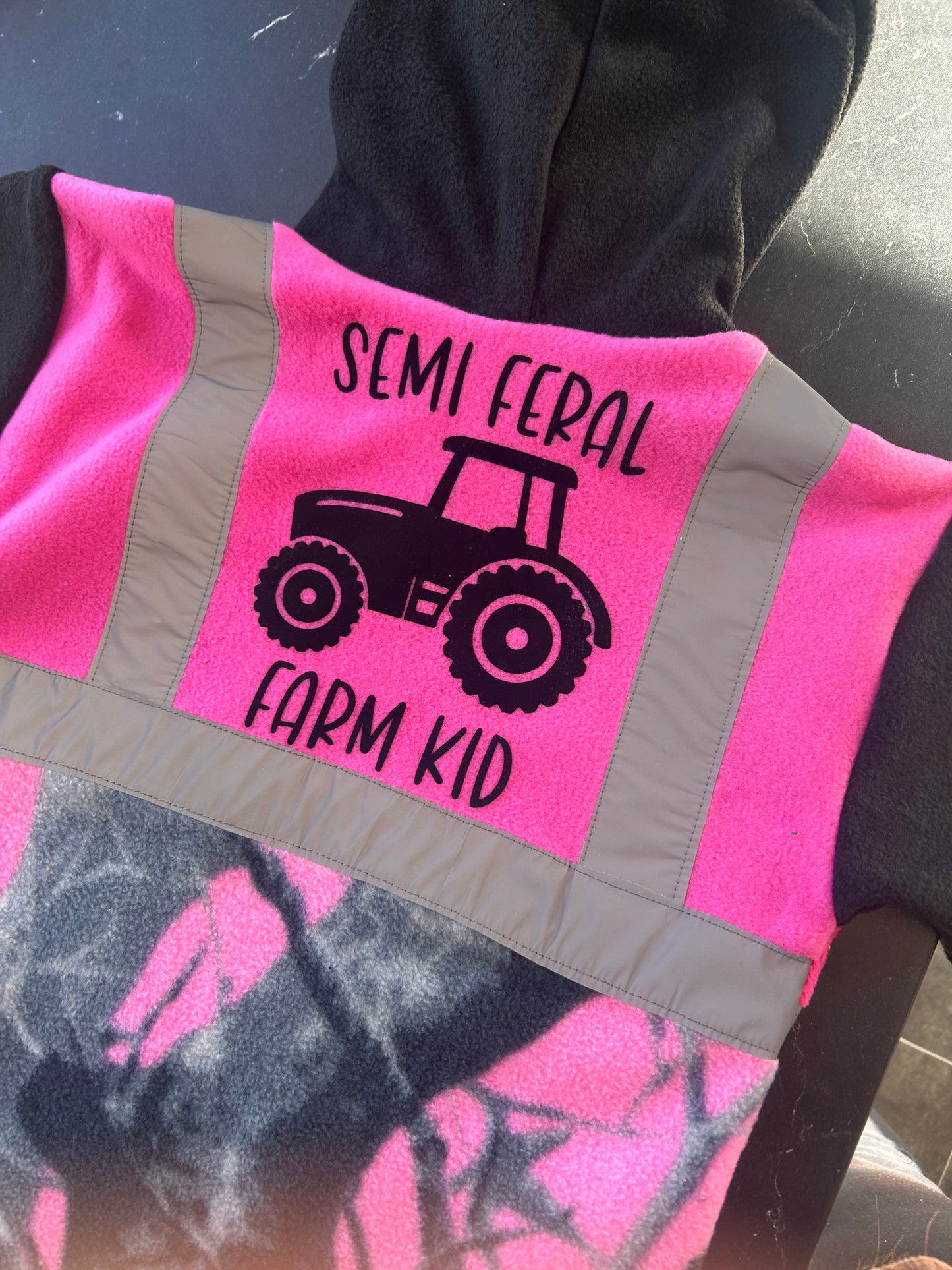 Semi Feral Farm Kid Hi Vis Hoodie/Hooded Tee