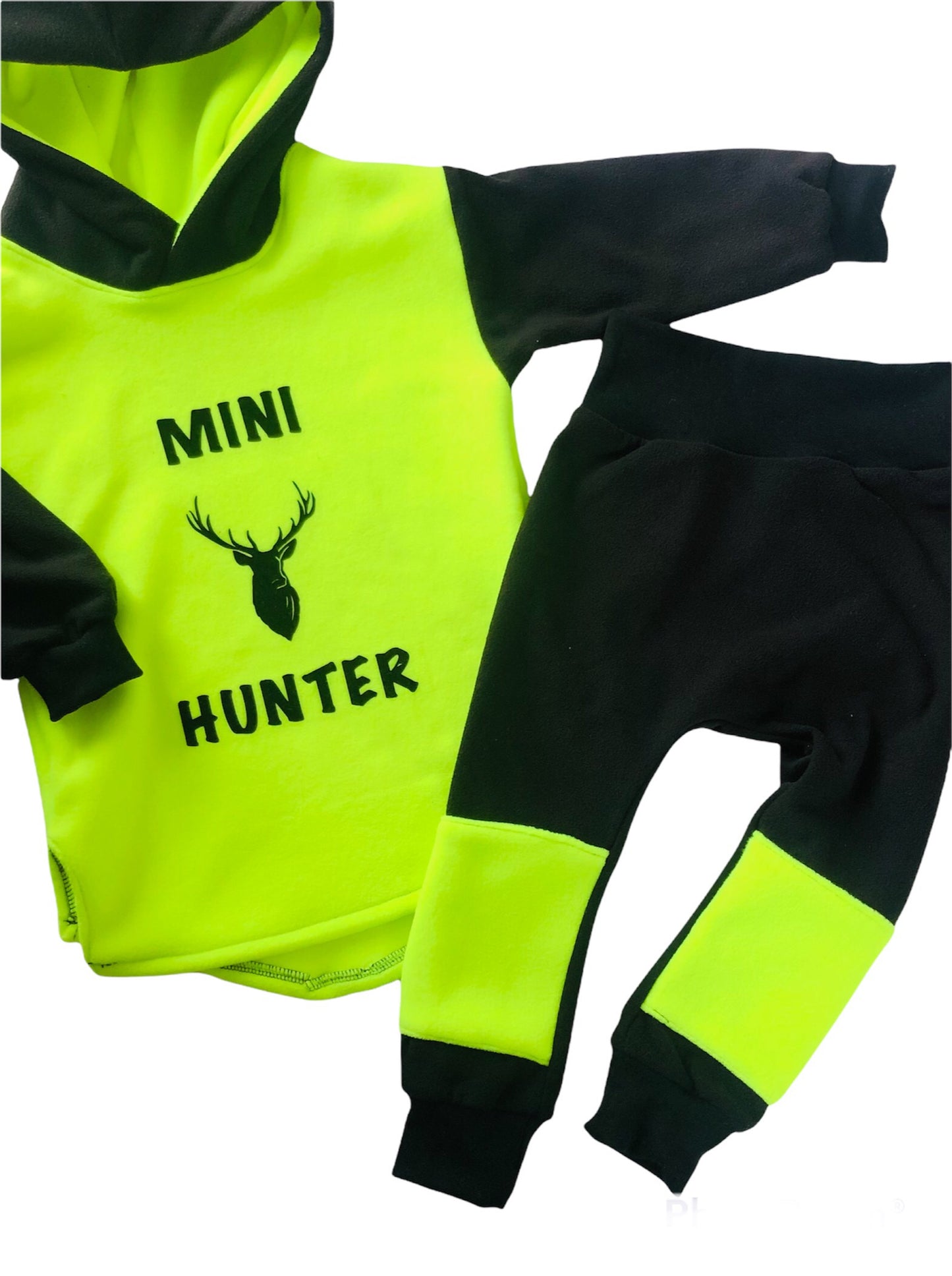 Mini Hunter Stag - Fluoro Fleece Hoodie