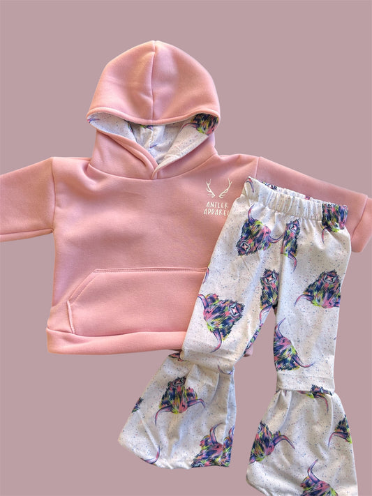 Highland Cow Print Hoodie & Pant Set
