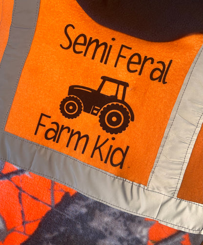 Semi Feral Farm Kid ‘Tractor’ - Hi Vis Hoodie