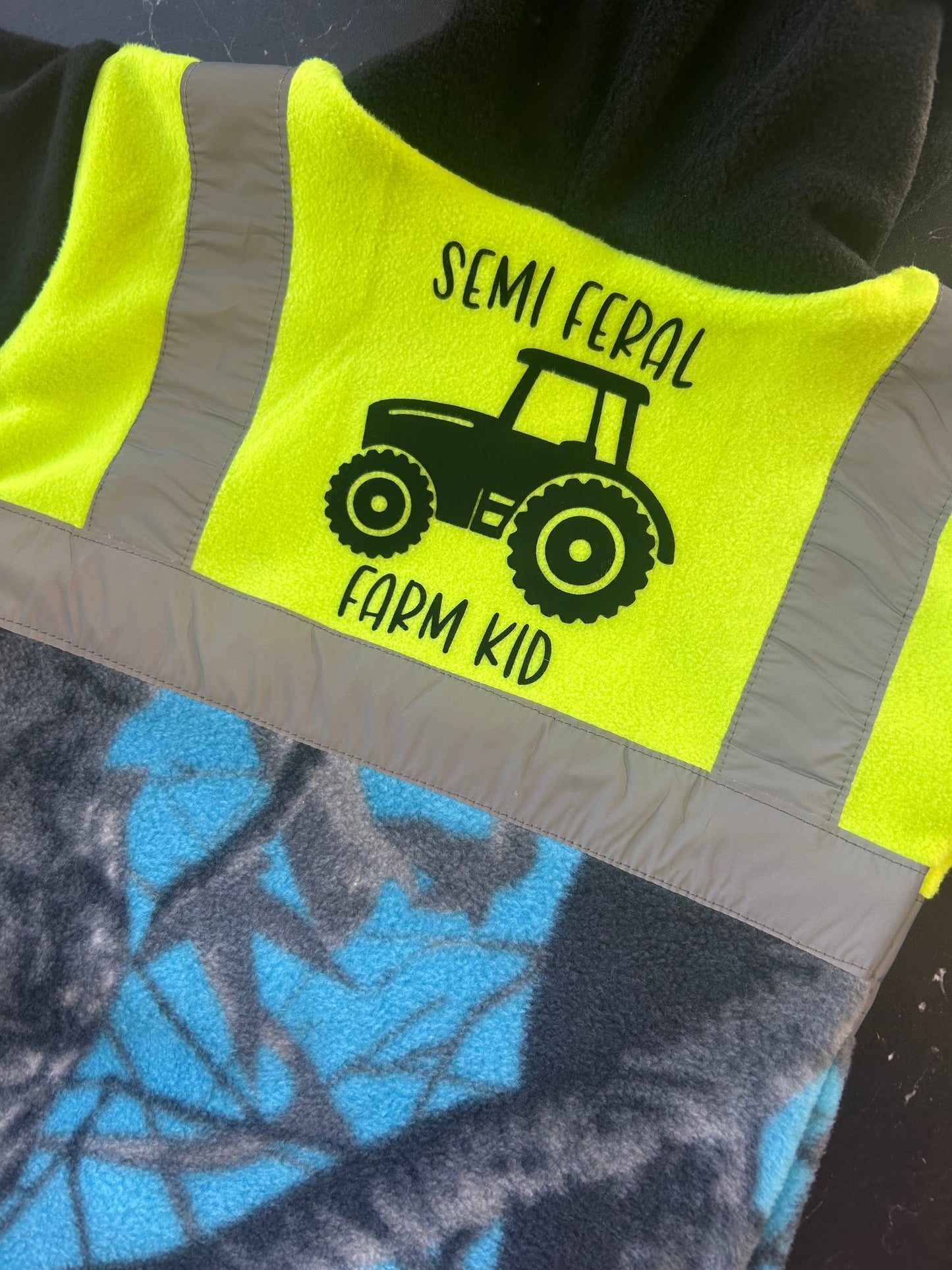 Semi Feral Farm Kid Hi Vis Hoodie/Hooded Tee