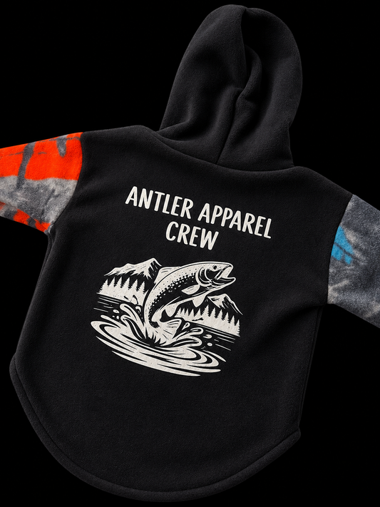 Antler Apparel Crew FISHING Fleece Hoodie or Turtleneck