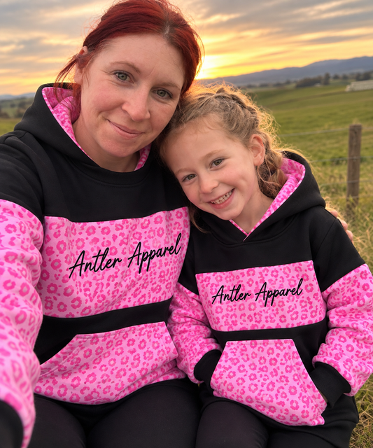 PREMADE - Pink Leopard Print Hoodie XL