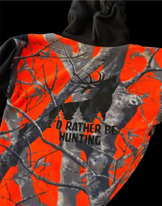“I’d rather be hunting” Hooded Fleece Tee - Adults