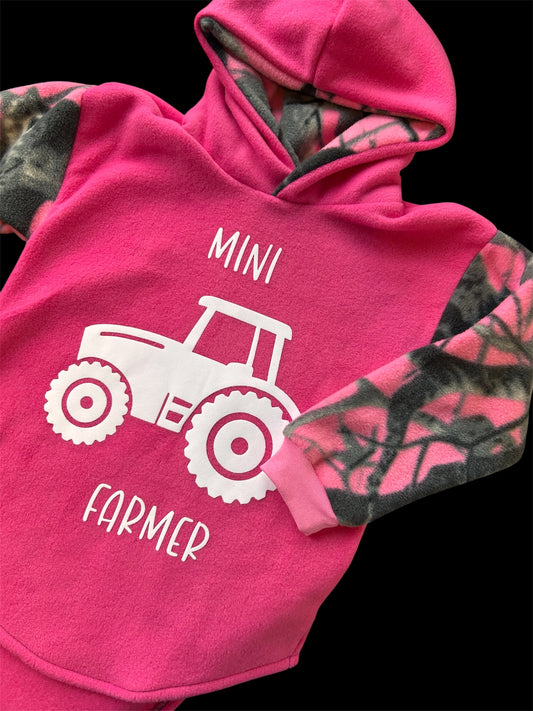 Mini Farmer Tractor - Fleece Hoodie or Turtleneck