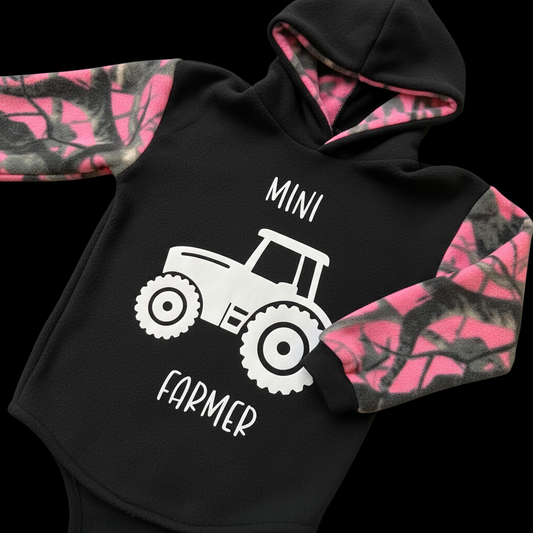 Mini Farmer Tractor - Fleece Hoodie or Turtleneck